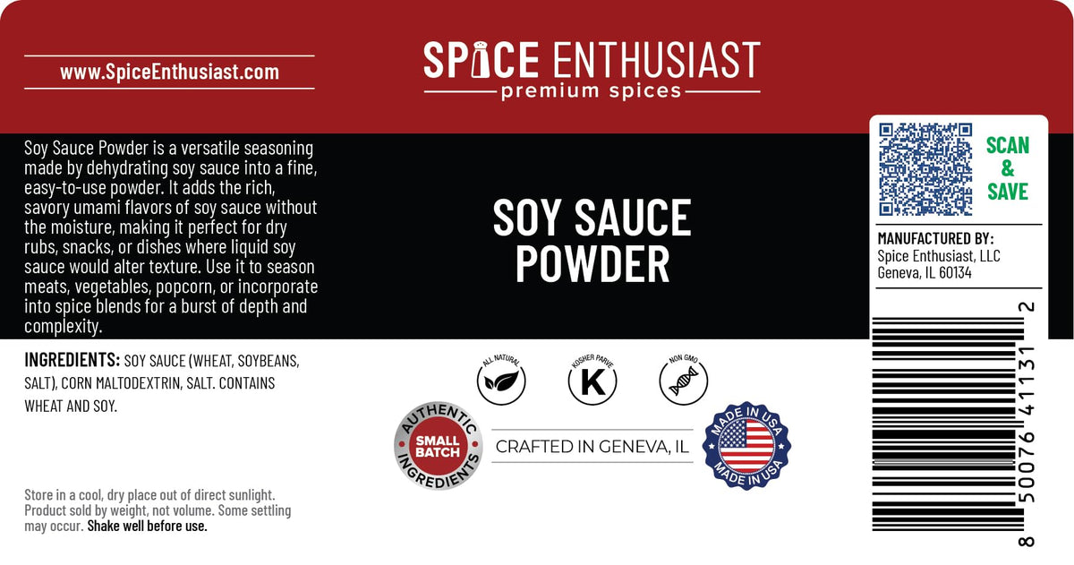 SPICE ENTHUSIAST Soy Sauce Powder on popcorn for umami flavor without moisture