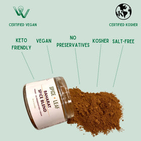 SPICE + LEAF Baharat jar closeup highlights warm spice notes for cooking
