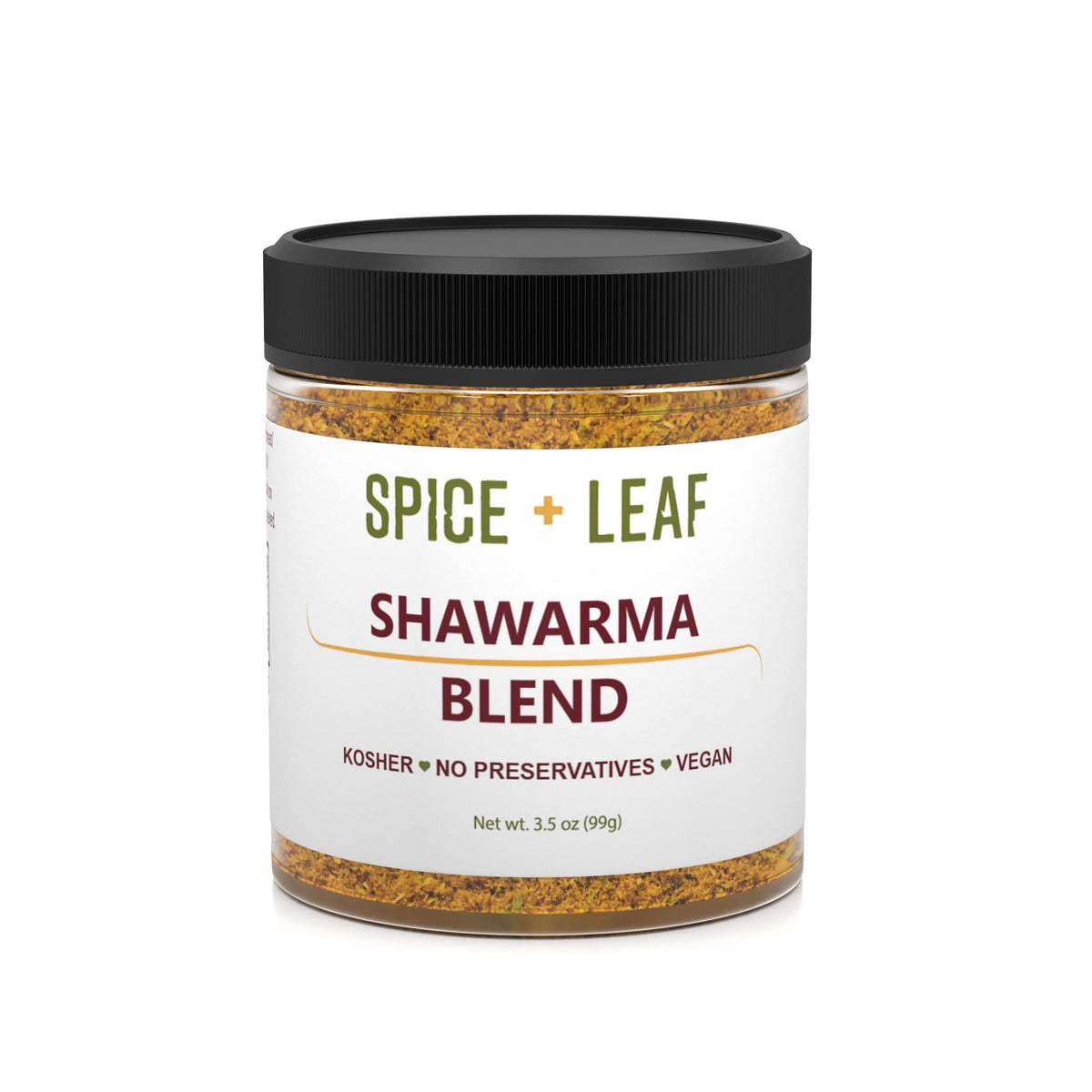 SPICE + LEAF Shawarma spice jar showcasing rich flavor for chicken and vegetables.