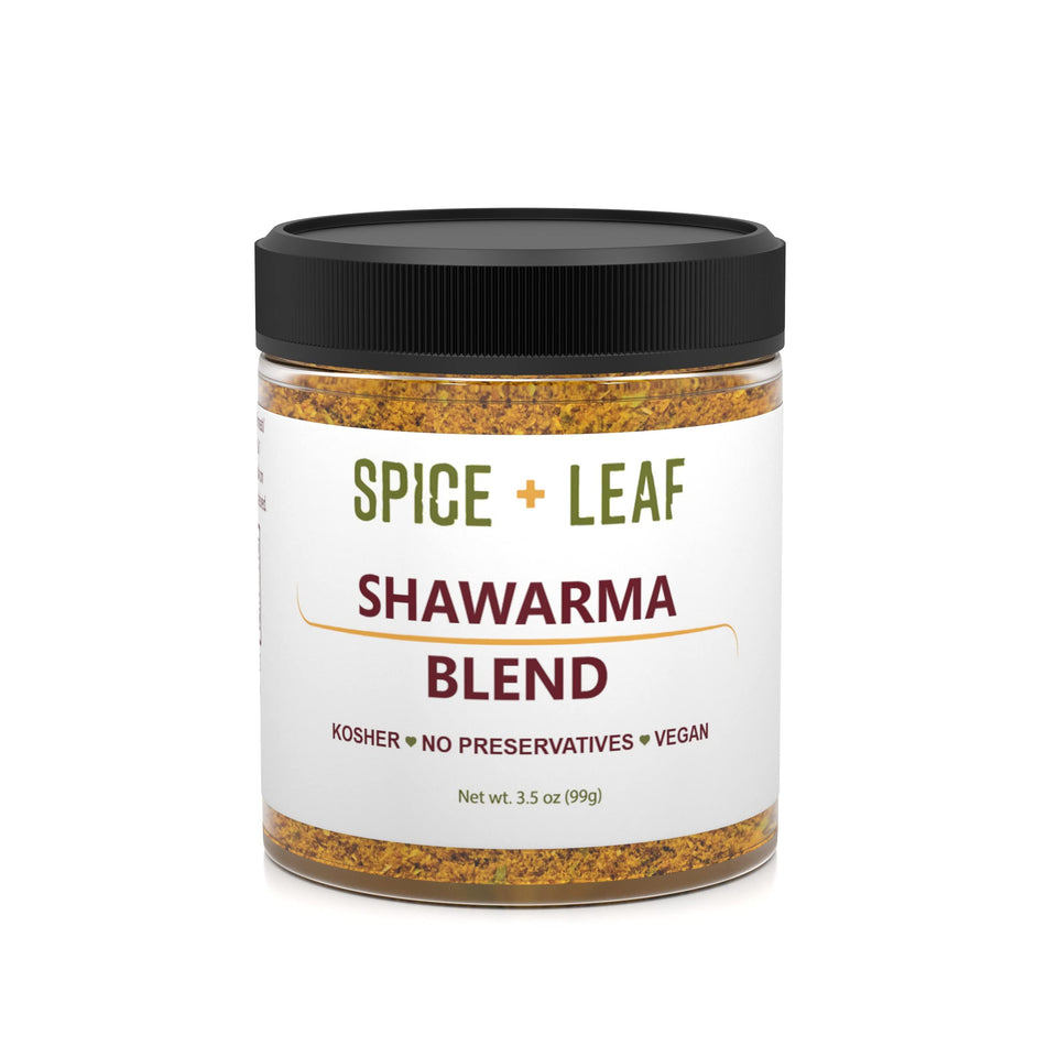 SPICE + LEAF Shawarma spice jar showcasing rich flavor for chicken and vegetables.