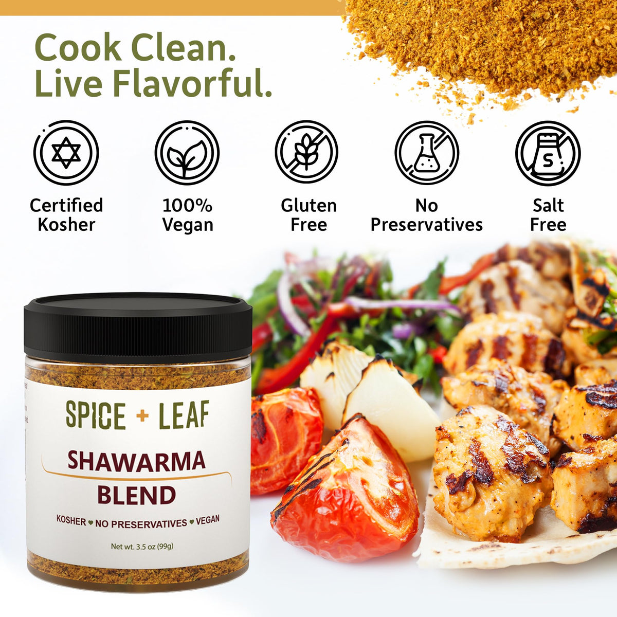 Sun-dried, farm-fresh SPICE + LEAF spices appear pure and additive-free.