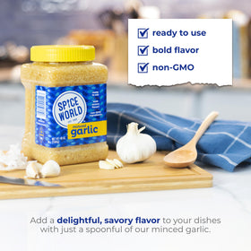 Spice World Minced Garlic garlic bread ready-to-use seasoning for home cooks.