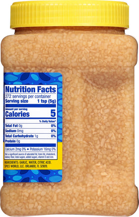 Spice World Minced Garlic pours easily to flavor sauces in seconds.