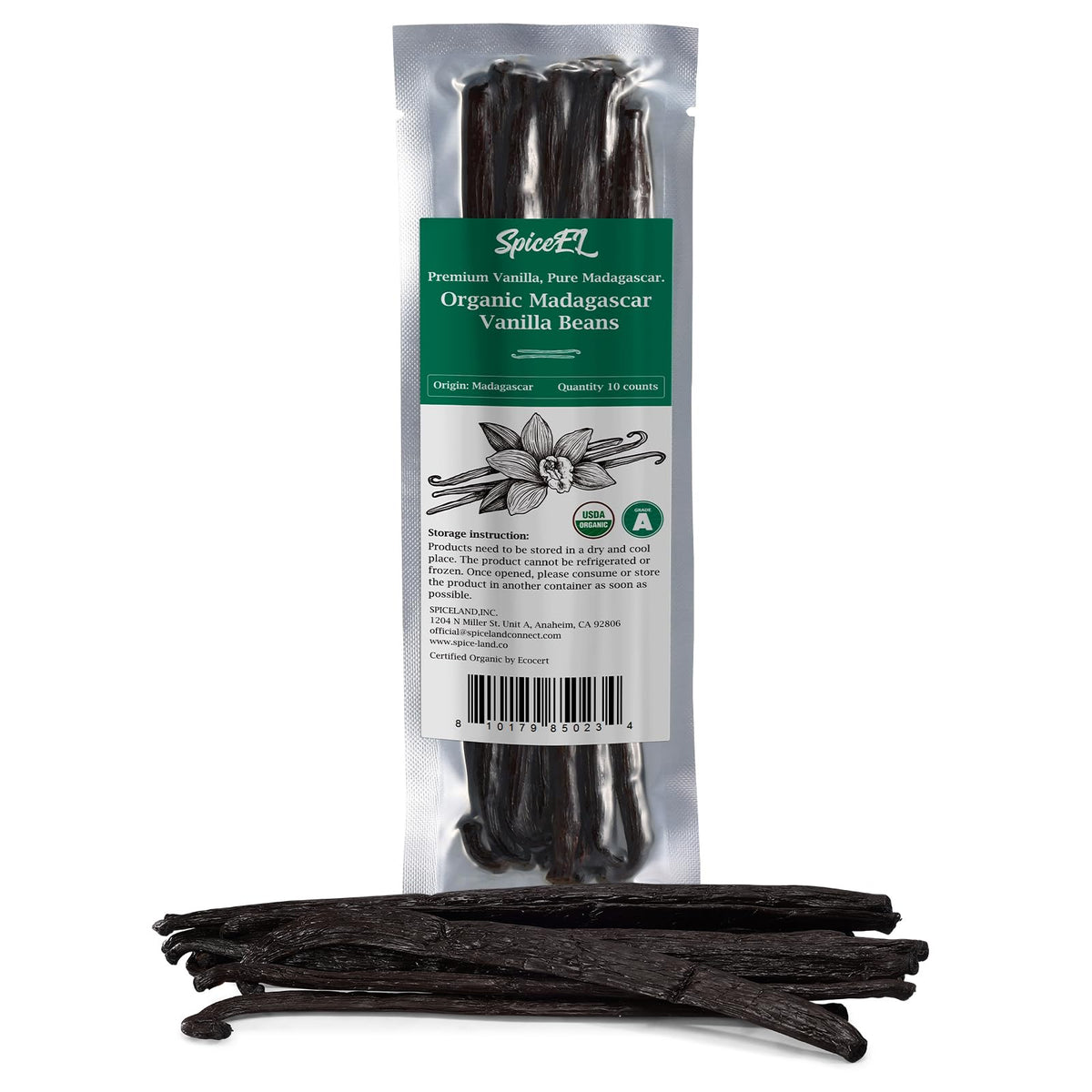 SPICEEL Madagascar vanilla beans pods from Grade A harvest for rich flavor.