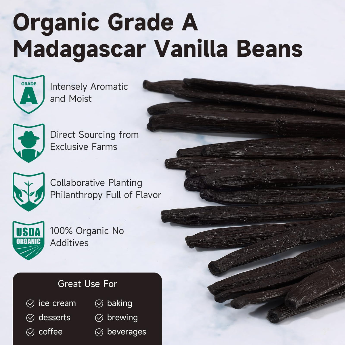 SPICEEL vanilla beans vacuum-sealed package preserves aroma and freshness.