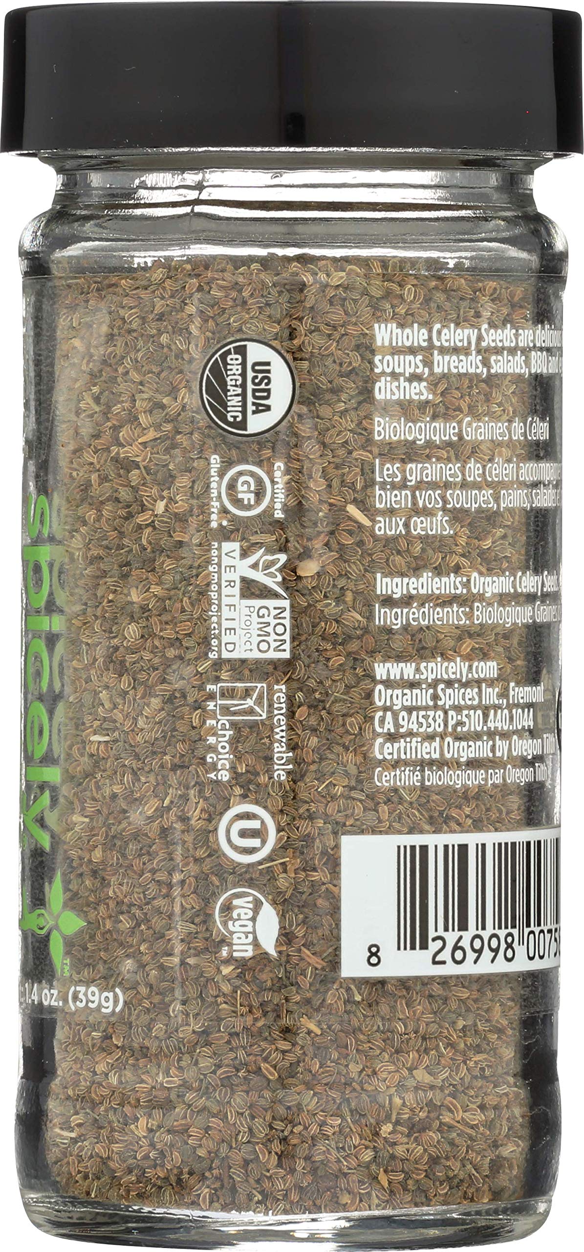 SPICELY Celery Seeds ground-powder image indicates ready-to-grind flavor boost for recipes.