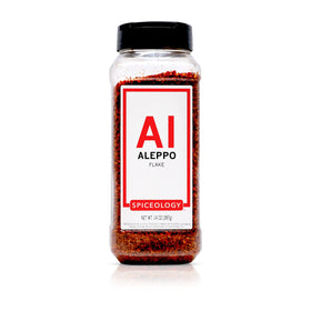 Spiceology Aleppo Pepper Flakes bottle top view for finishing dishes