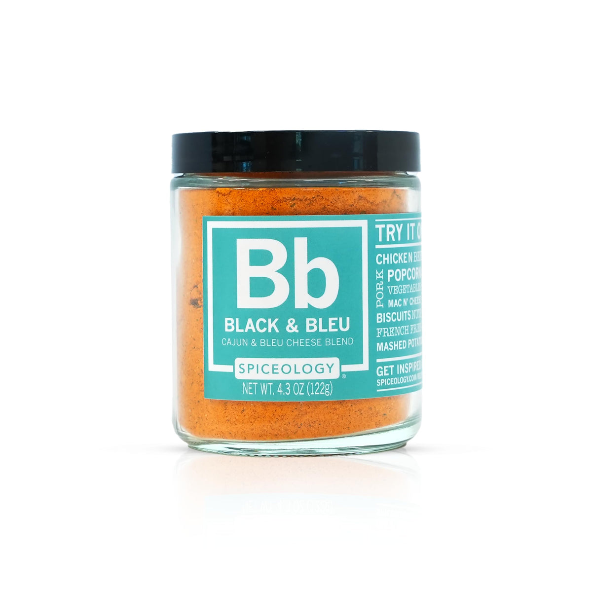 Spiceology Black & Bleu Cajun seasoning bottle ready to sprinkle on proteins