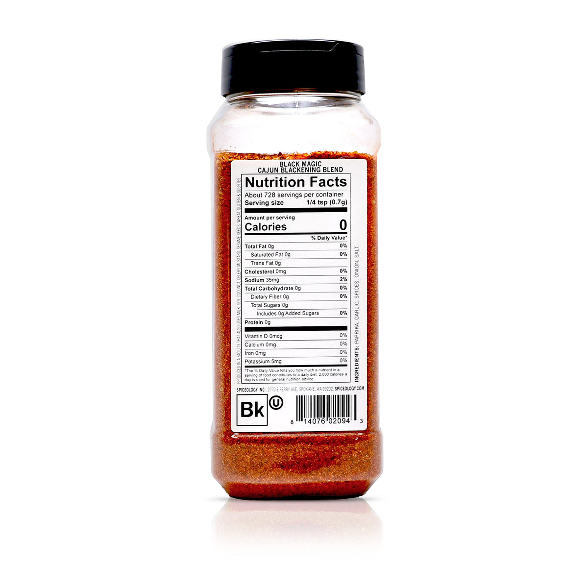 Spiceology Black Magic Cajun Blackening Seasoning pour ready for seafood seasoning.