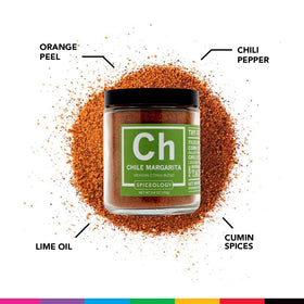 Spiceology Chile Margarita rub on grilled chicken with vibrant citrus glaze.
