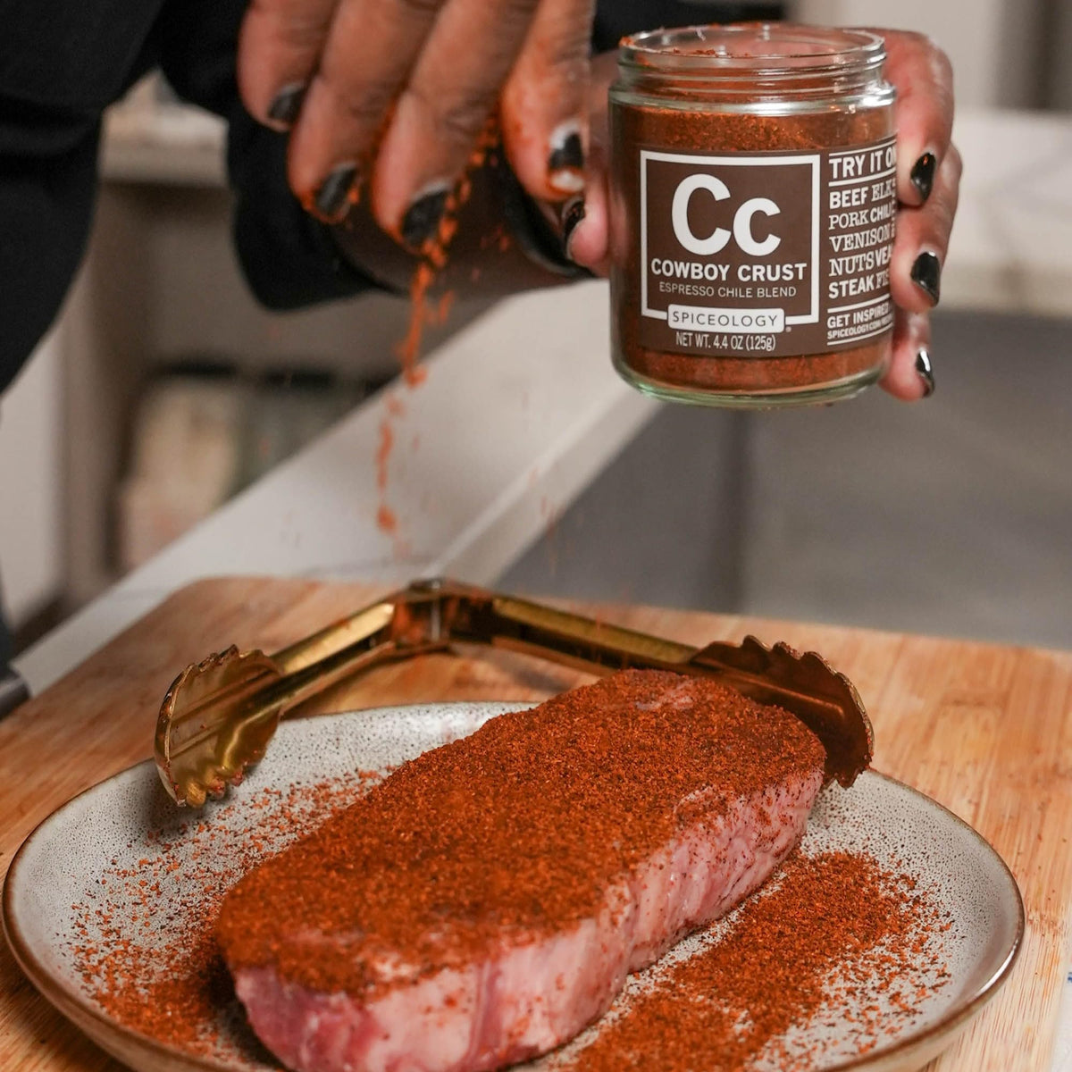 Spiceology Cowboy Crust Espresso Chile on chicken thighs adds umami