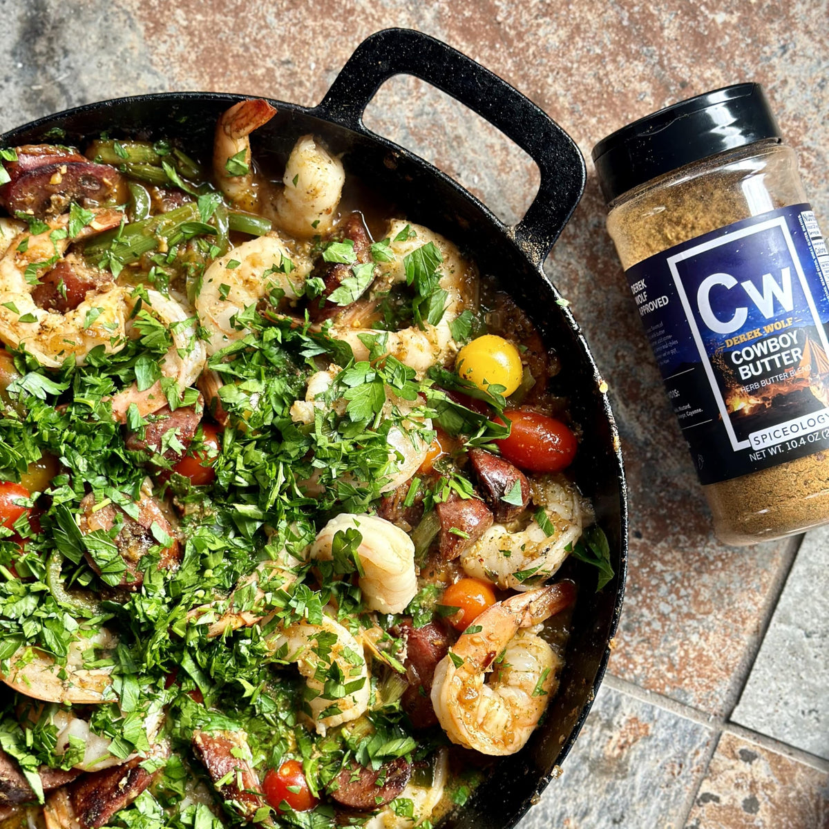 Roasted vegetables with Cowboy Butter drizzle for savory glow.