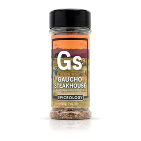 Spiceology Gaucho Steakhouse bottle front enriching grilled steaks for Brazilian BBQ nights