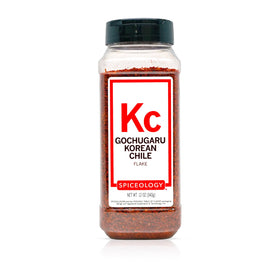 Spiceology Gochugaru bottle with fresh-ground flakes for smoky, mild heat ideal for kimchi.