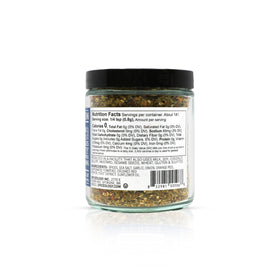 Spiceology Greek Freak label close-up highlighting herbs and spices.