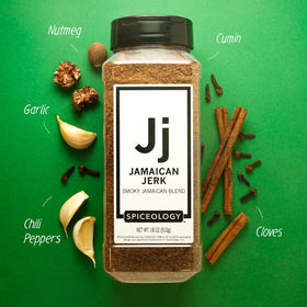 Close-up of Spiceology Jamaican Jerk Rub grains highlighting balanced spice.
