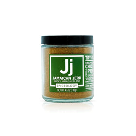 Spiceology Jamaican Jerk rub bottle showing smoky Caribbean flavor ready for grilling
