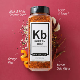Spiceology Korean BBQ Seasoning dry rub pour emphasizes easy grilling rub for barbecue.