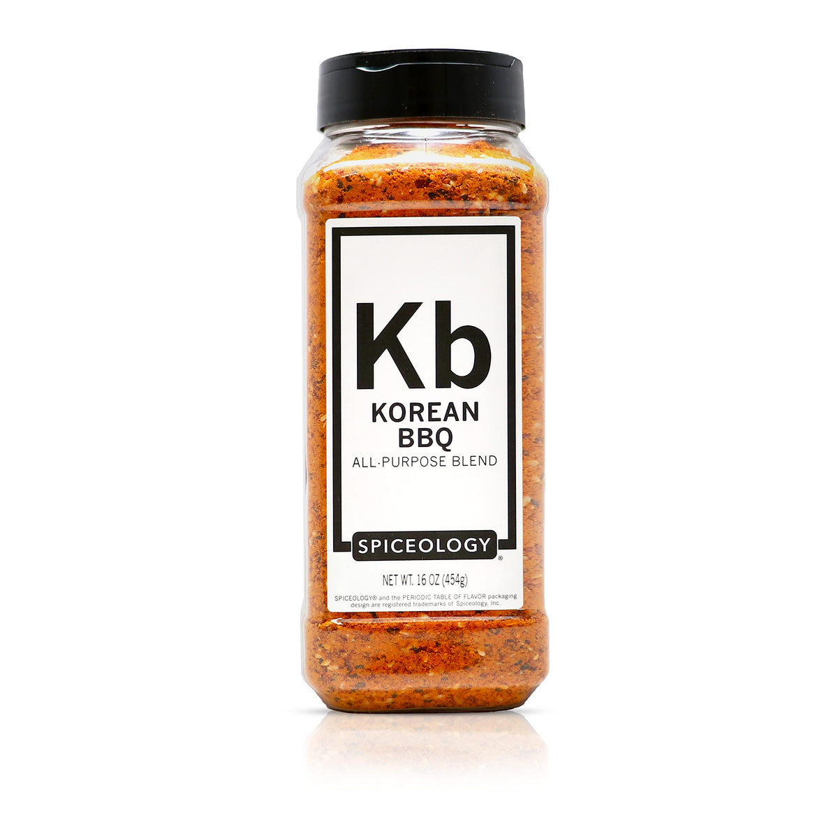 Spiceology Korean BBQ Seasoning jar front delivers bold smoky flavor for grilling.
