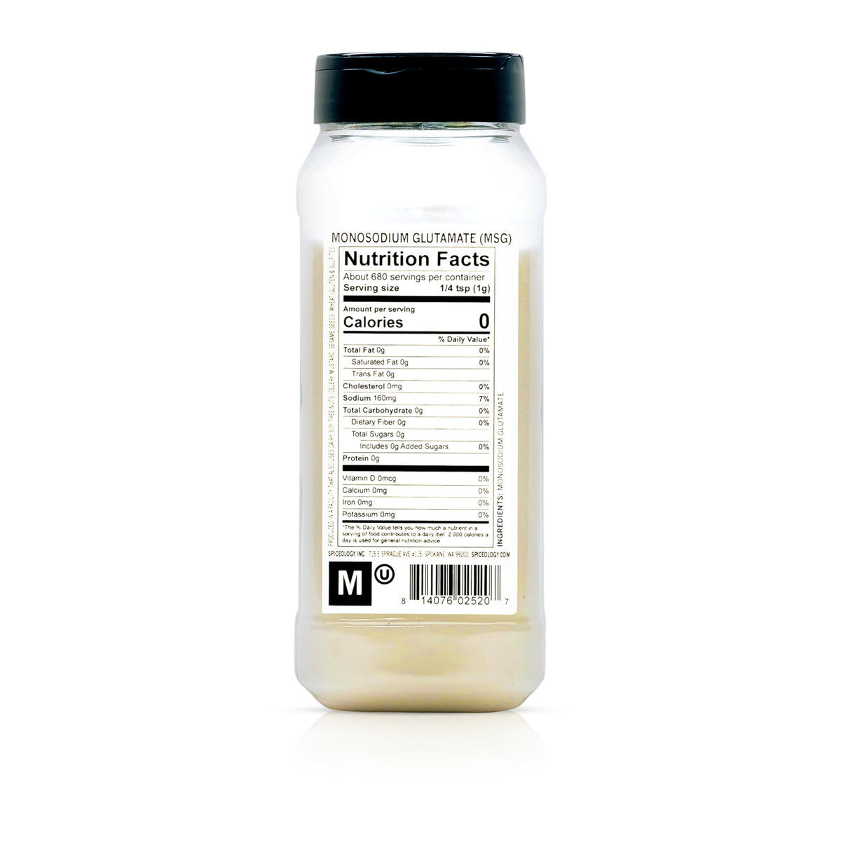 Spiceology MSG label close-up highlighting pure seasoning