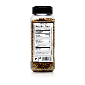 Spiceology Pizza Seasoning jar back reveals label and fresh packaging for pros.