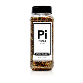 Spiceology Pizza Seasoning jar front shows Italian herb blend for pizzas and meals.