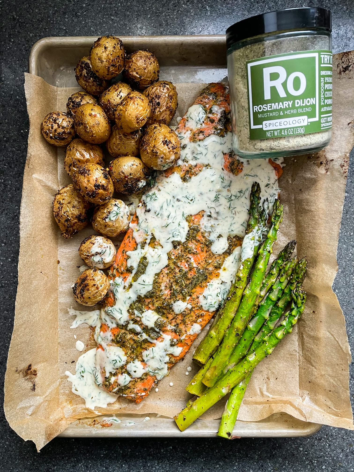 Spiceology Rosemary Dijon herb blend with tarragon and dill aroma.