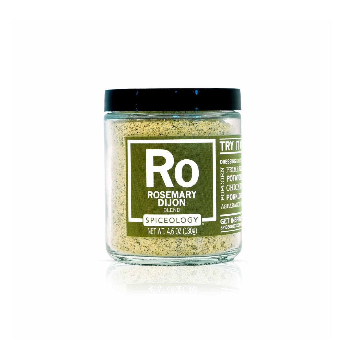 Spiceology Rosemary Dijon spice blend jar showing fresh herbs for versatile cooking.