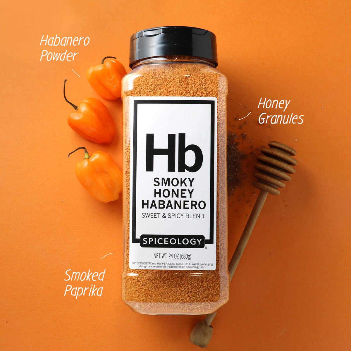 Spiceology Smoky Honey Habanero habanero powder close-up emphasizing heat and depth.