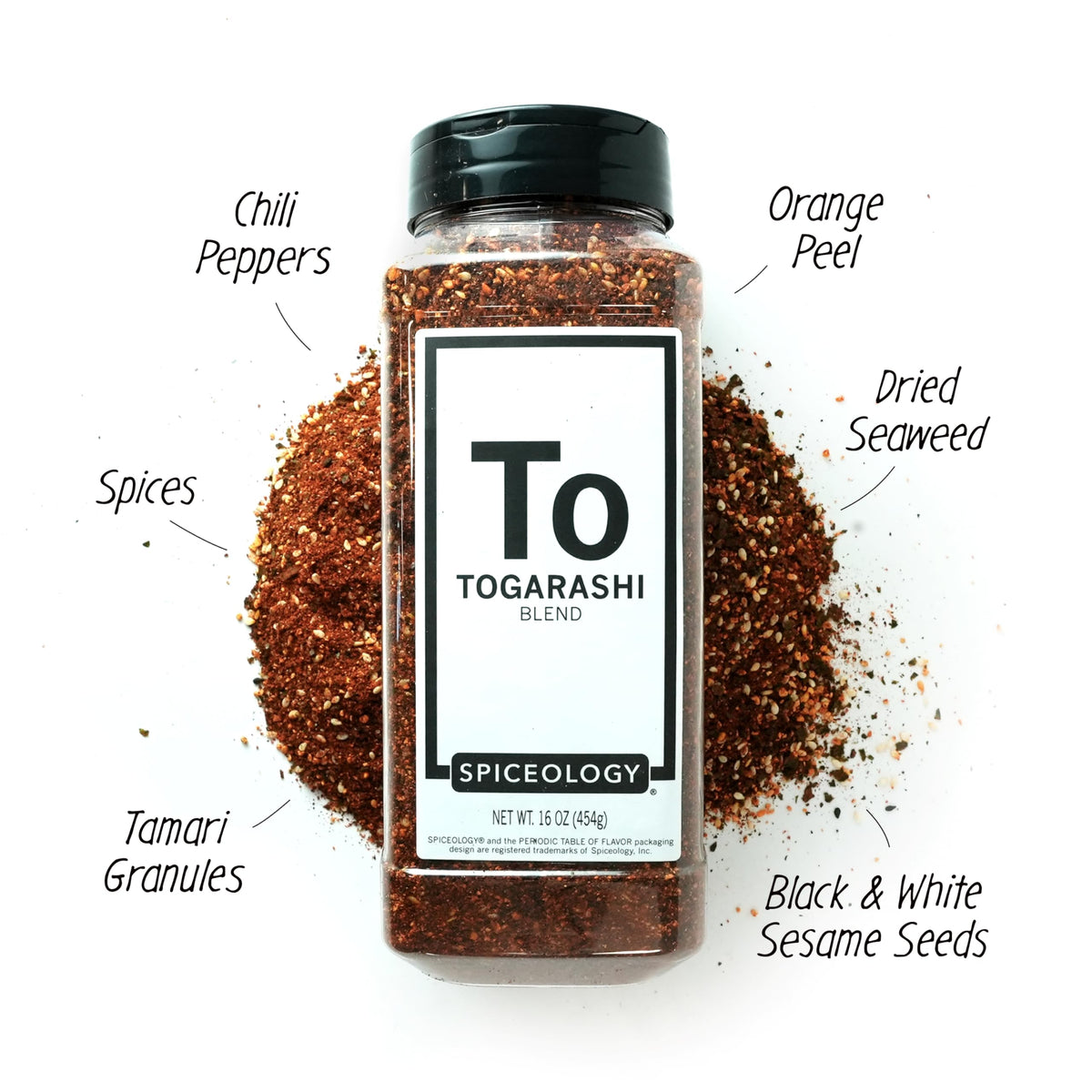 Spiceology Togarashi orange peel and sesame seeds suggest citrusy depth