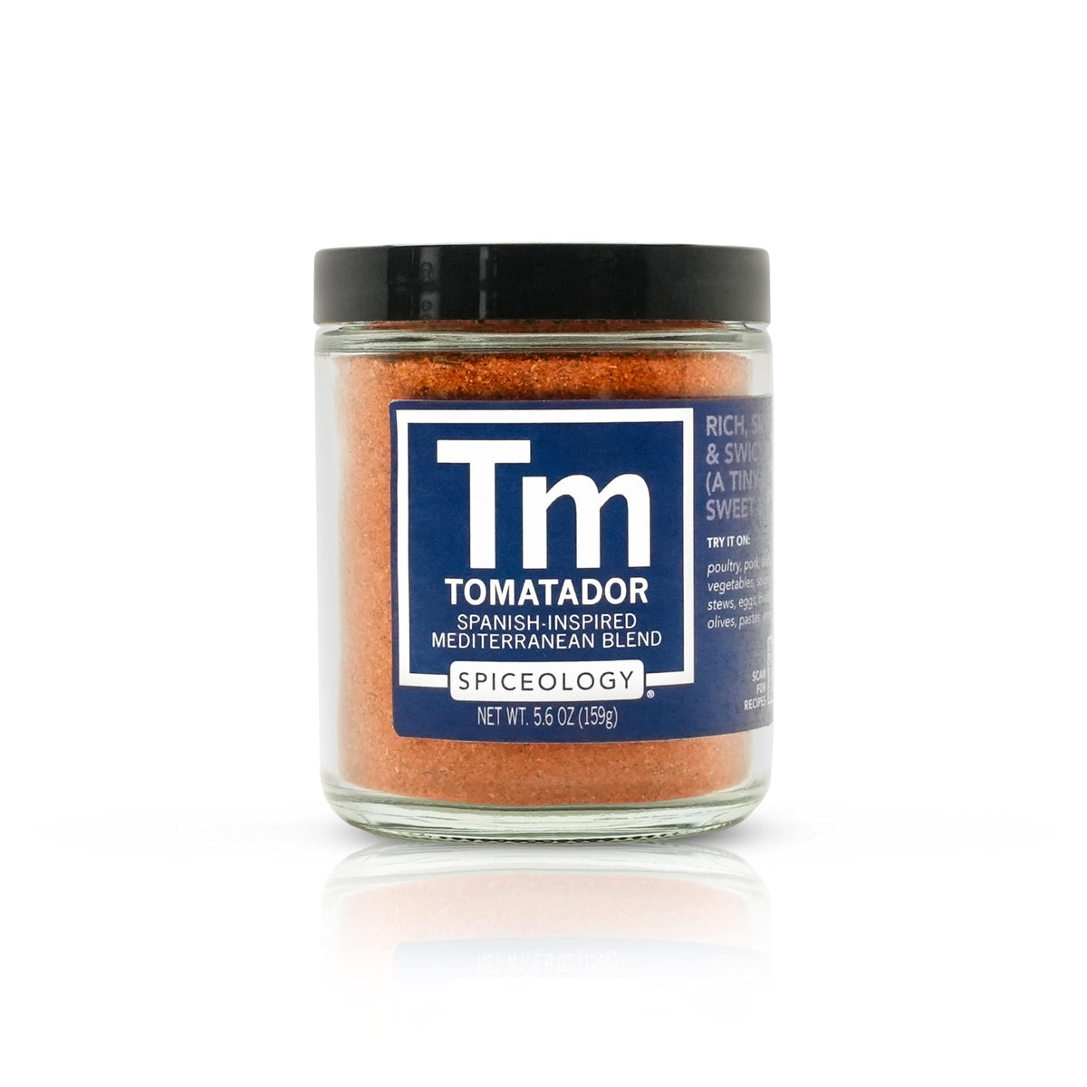Spiceology Tomatador bottle label showing Spanish-inspired flavors for versatile meals.