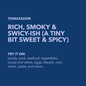 Tomatador on a pasta dish adding Mediterranean tomato notes.