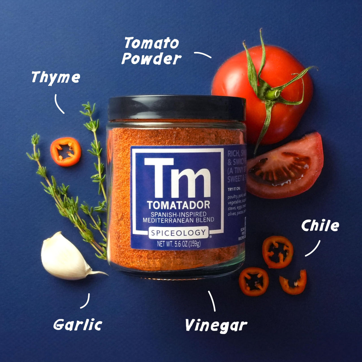 Tomatador spice pour over a pan to boost tomato-based sauces.