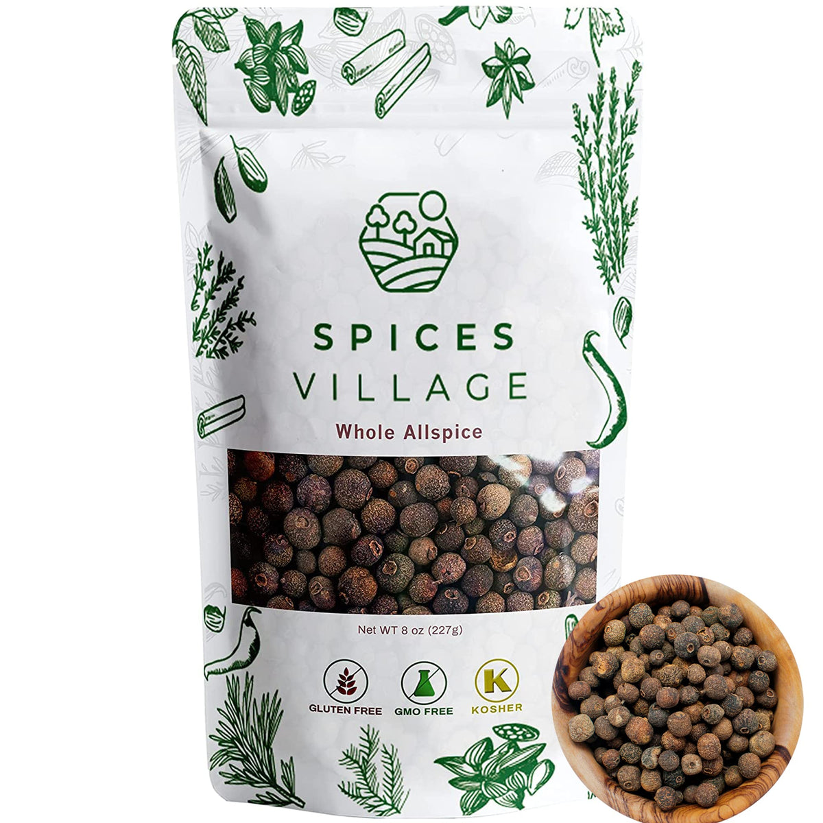 Spices Village allspice berries whole, ideal for curries and desserts.
