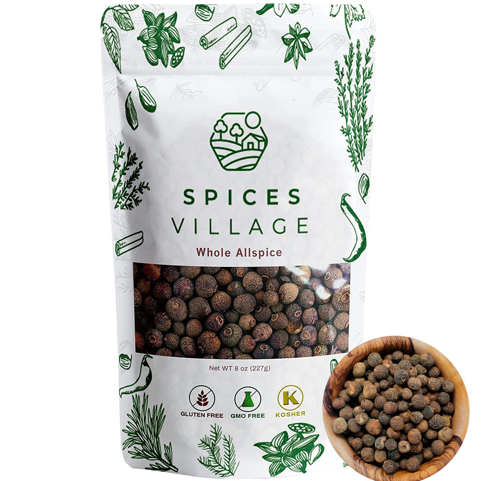 Spices Village allspice berries whole, ideal for curries and desserts.
