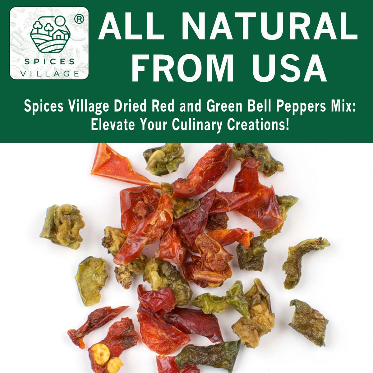 Spices Village mixed bell pepper flakes brighten soups with crunch and depth.
