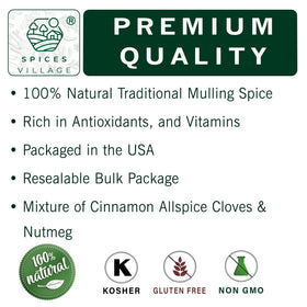 Spices Village Mulling Spices nutmeg grains enhance warm beverages with depth