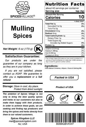 Spices Village Mulling Spices are kosher, gluten-free, vegan and MSG-free