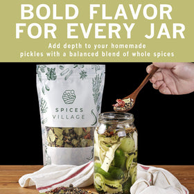 Spices Village kitchen scene with pickling spice suggests versatile uses.