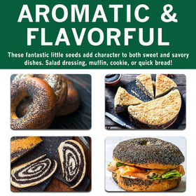 Poppy seeds sprinkled on fresh bread using Spices Village product