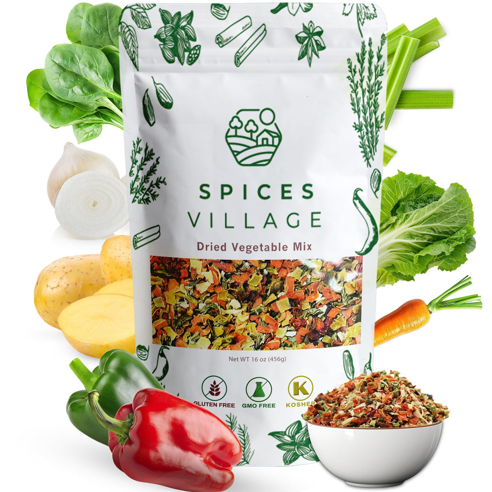 Spices Village ramen toppings bulk bag front for ready, flavorful ramen enhancements.