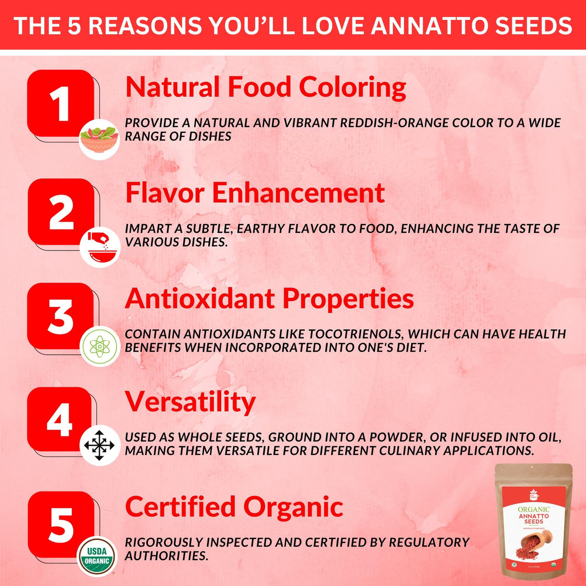 SPICY ORGANIC annatto seeds closeup texture ideal for homemade spice blends.