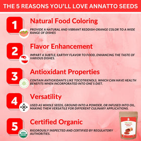 SPICY ORGANIC annatto seeds closeup texture ideal for homemade spice blends.