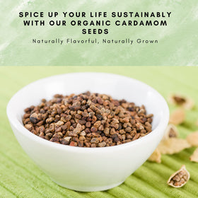 SPICY ORGANIC cardamom seeds ground powder for versatility.