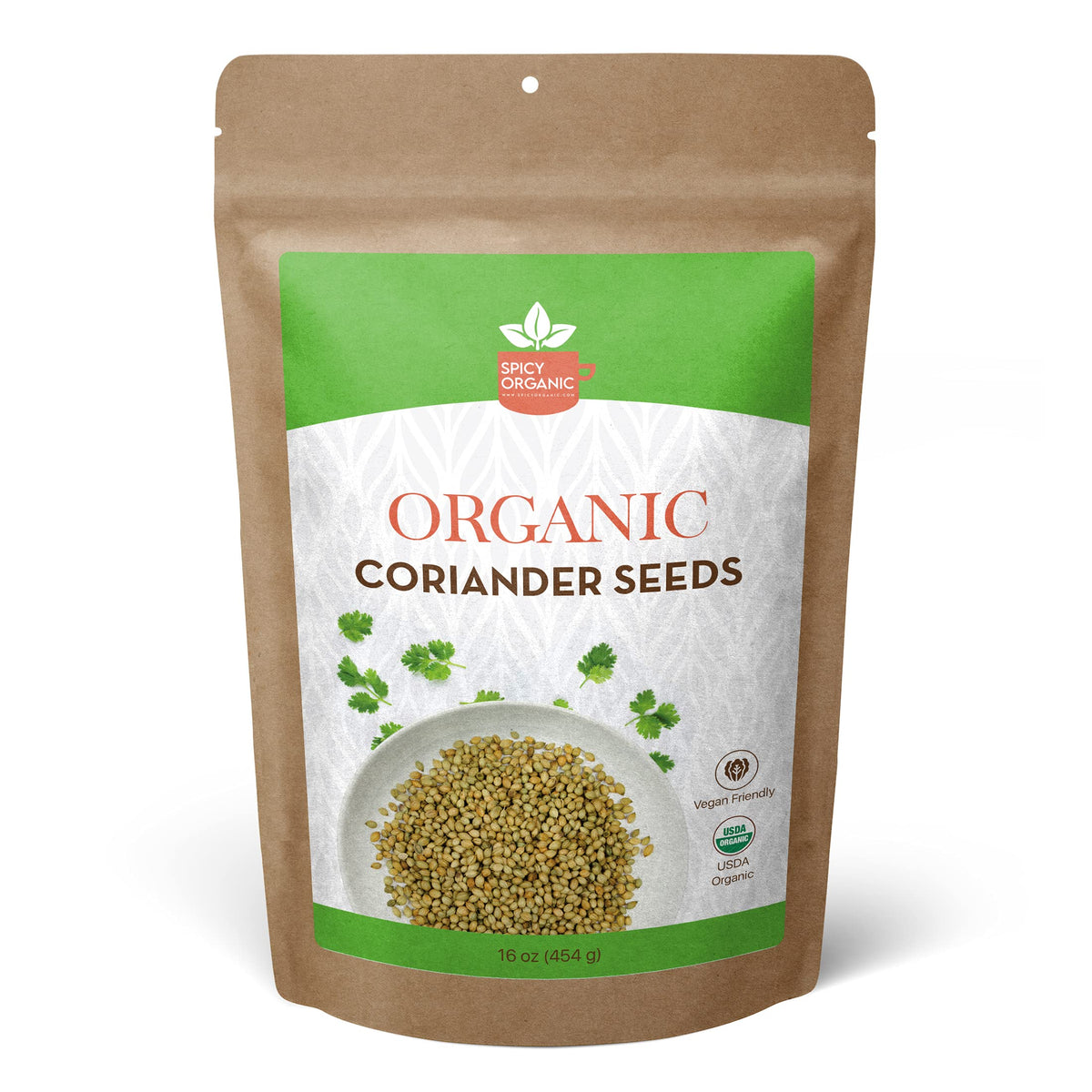 SPICY ORGANIC whole coriander seeds, bulk for grinding and cooking flavor.