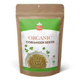 SPICY ORGANIC whole coriander seeds, bulk for grinding and cooking flavor.