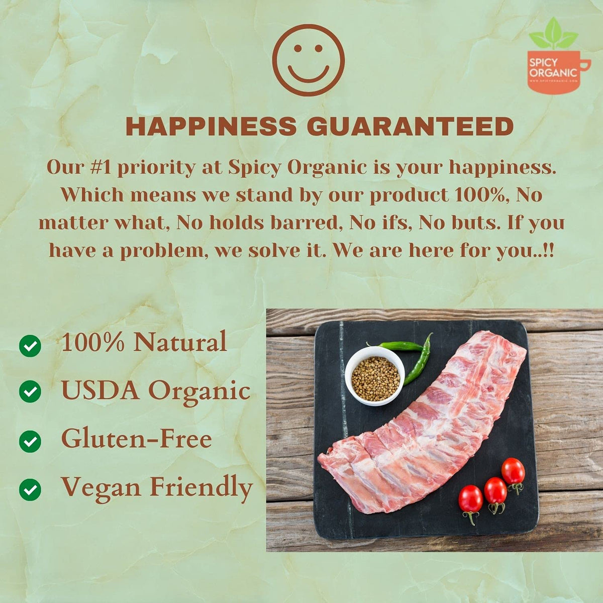 SPICY ORGANIC seeds pair with cumin and turmeric for balanced flavor.