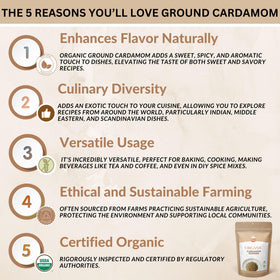 Spicy Organic cardamom powder being poured, ideal for tea and coffee flavor.