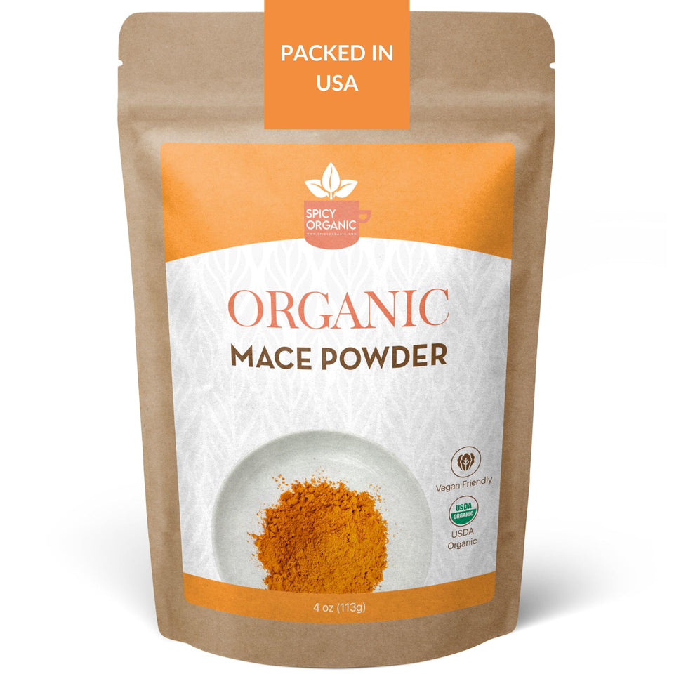 SPICY ORGANIC Ground Mace bottle for rich, aromatic flavor in recipes