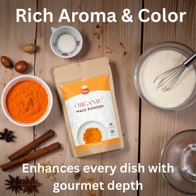 SPICY ORGANIC Ground Mace in dish adds depth to curries